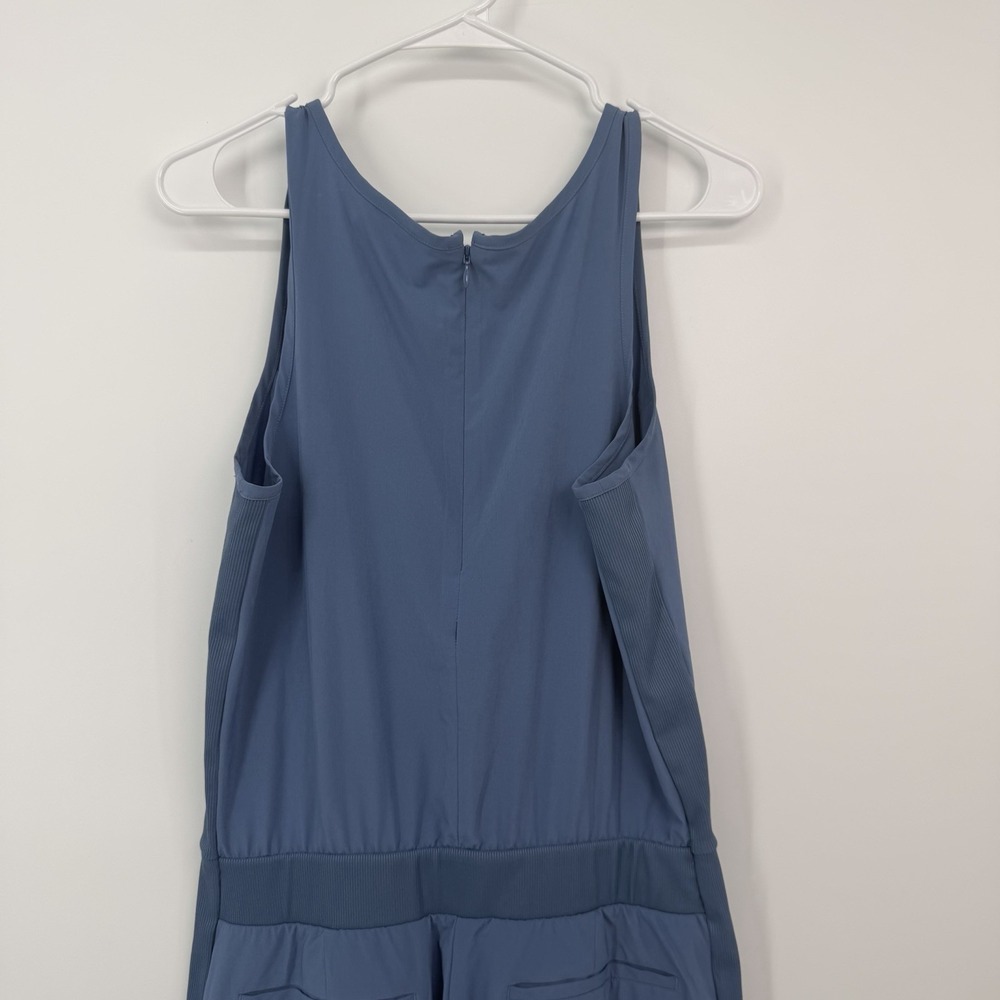 ATHLETA Brooklyn Jumpsuit Womens Size 8 Blue Sleeveless Athletic V Neck - Picture 7 of 14